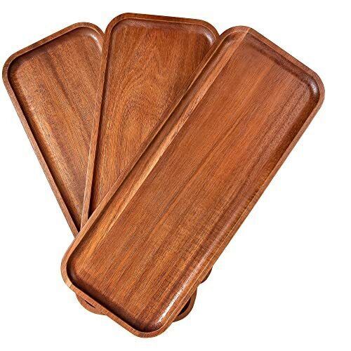 Natural Wooden Serving Trays with Handles Eco-Friendly Handmade Modern Design for Restaurants Hotels Parties Customizable Size