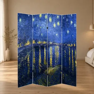 Paravent pliable en toile double face « Nuit étoilée au-dessus du Rhône » de Van Gogh - Product Image 2