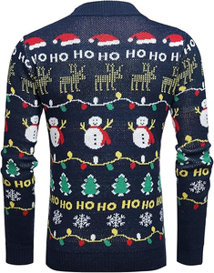 Suéter navideño feo acrílico unisex totalmente tejido personalizado Jersey navideño jacquard reciclable barato y divertido para el invierno - Product Image 2