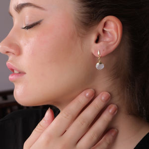 Pendientes Colgantes de Piedra Lunar Arcoíris Hechos a Mano, Elegantes y Modernos, Chapados en Oro de 18K, Aleación de Cobre, Joyería para Mujer, Boda - Product Image 6