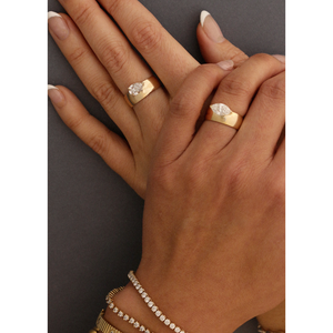 Porter Cigar Band Diamond <b>Ring</b> with Marquise Cut Diamond - Product Image 4