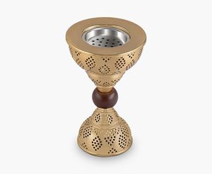 Quemador de Incienso Bakhoor Moderno de Metal y Madera con Orificios de Ventilación, Estilo Árabe, Acabado en Latón, para Uso en el Hogar en el Medio Oriente y el Golfo - Product Image 3