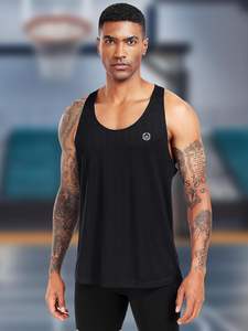 Men's Summer O-Neck Gym Stringer Tank <b>Top</b> Quick-Dry Fitness Vest Logo <b>Mesh</b> Workout Back Sleeveless Athletic Shirts for Men - Product Image 2