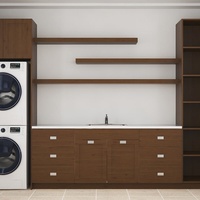 Meuble de salle de bain et buanderie autoportant Senger de haute qualité, moderne et minimaliste, étanche, avec évier et espace pour machine à laver