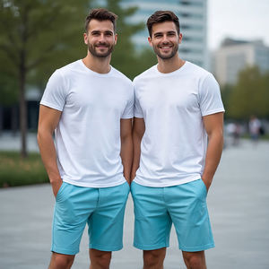 Vêtements de sport d'hiver personnalisés pour hommes, ensemble deux pièces de t-shirt et short solides et respirants - Product Image 6