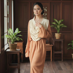 ชุดเคบายาปักลายเรียบง่ายสไตล์วินเทจ ปี 2025 ผลิตจากเส้นใยโพลีเอสเตอร์รักษ์โลก ลายเรขาคณิต ความยาวแบบแม็กซี่ มีสินค้าพร้อมส่ง - Product Image 1