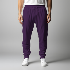 Pantalones Deportivos Casuales Morados para Hombre, Cintura Elástica con Cordón, Bolsillos Laterales, Transpirables, Tejido de Punto de Peso Medio, Estilo Otoñal - Product Image 1