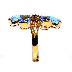 Classic Women's Wedding <b>Ring</b> 925 Sterling Silver Gold-Plated Featuring Blue Topaz Amethyst Gemstones 925 Sterling Silver <b>Ring</b> - Product Image 4