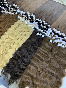 Extensiones de Cabello Virgen Vietnamita de Venta Caliente, Liso Natural, Color Claro, Doble Trama, Cabello Humano Decolorado, Ondulado Tipo Agua - Product Image 1