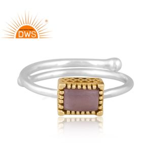 Venta caliente fina plata esterlina chocolate piedra lunar piedra preciosa anillo apilable joyería fabricante - Product Image 2