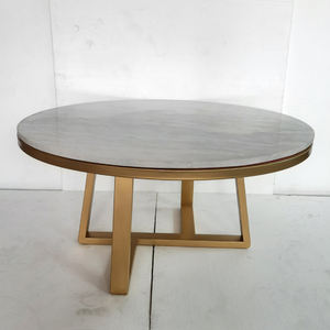 Mesa de centro chapada en oro Acero inoxidable Metal Hogar Hoteles Muebles Accesorios Mesa de forma redonda - Product Image 1