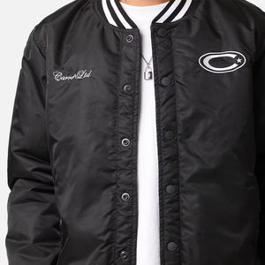 Chaqueta Universitaria Personalizable de Lana con Mangas Largas de Cuero, Cadena Delgada y Chenilla, Estilo Béisbol para Hombre - Product Image 6