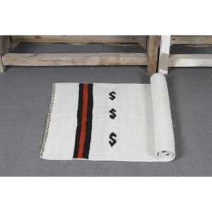 Tapis Kilim vintage 1,7 x 3,2 pieds, tapis turc, tapis en laine à carreaux blancs - Product Image 5