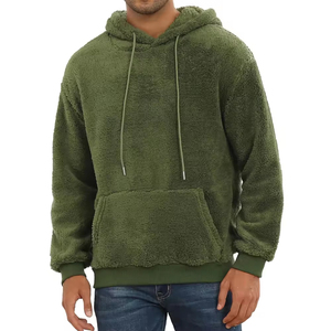 Sudadera con capucha de lana de peluche para hombre, sudaderas gruesas de poliéster Sherpa para exteriores, ropa de invierno hecha en fábrica - Product Image 3