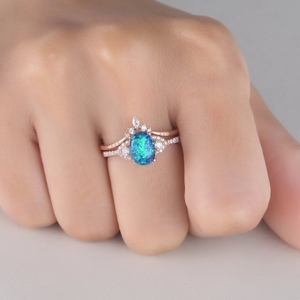 Anillo de bodas de oro auténtico, piedras preciosas de ópalo etíope negro, nuevo diseño de lujo, anillos de joyería fina de oro macizo con anillo de diamantes reales - Product Image 5