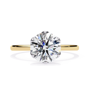 Clásico brillante diamante solitario anillo de compromiso oro amarillo blanco Floral ajuste seis puntas anillos de moda chapado en oro rosa - Product Image 4