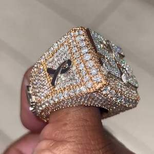 Anillo de Moissanita Personalizado para Hombre con Número 55, Chapado en Oro Rosa, Plata de Ley, Estilo Hip Hop, con Diamantes de Laboratorio, Joyería de Lujo - Product Image 2