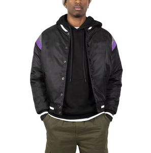 Unisex Vintage Canvas Varsity Bomber Jacket Impermeable a prueba de viento Elegante Streetwear Logotipo personalizado - Product Image 1