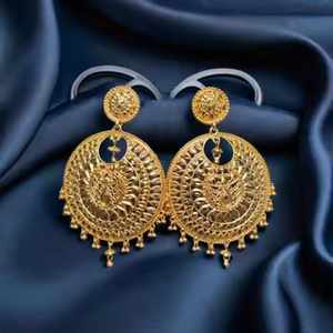 ชุดต่างหูชุบทอง22CT สำหรับผู้หญิงชุดตุ้มหูสไตล์ Jhumka ดีไซน์แฟนซี - Product Image 1