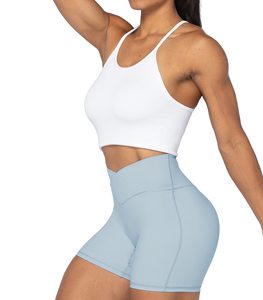 Short de course de gymnastique à séchage rapide pour femmes Short de sport respirant avec taille élastique et bouton de marque personnalisé motif décoré nœud - Product Image 6