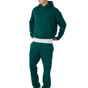 Heavyweight 100% algodón hombres Casual deportes de dos piezas con capucha pantalones de chándal conjunto Boxy Fit colección de invierno importado de Pakistán - Product Image 1