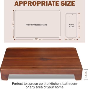 Bandeja Redonda de Madera de Acacia Ecológica, Soporte Elevador para Decoración de Baños, como Jabones, Plantas, Velas, Bodas - Product Image 3