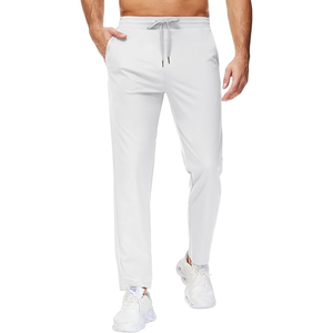 Pantalon d'entraînement en toile anti-rides pour hommes avec tissage non tissé Pantalon de jogging décontracté en style teint uni - Product Image 1