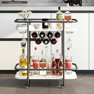 Chariot en métal personnalisé avec ustensiles de cuisine de grande capacité pour hôtel et restaurant revêtus de poudre avec dessus en marbre et roues - Product Image 1