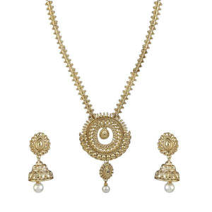 Kriaa Traditional Bridal Necklace <b>Set</b> 14K <b>Gold</b> Plated with Zircon Pearl Diamond for Weddings and Parties - Product Image 1