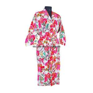 Handmade Indian Kantha Cotton Kimono Robe <b>for</b> <b>Women</b> Hand-painted Pattern Quilted Winter <b>Jacket</b> Reversible Knitted <b>Lightweight</b> - Product Image 6