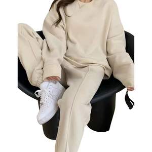 Vente en gros de survêtements imprimés personnalisés 100% coton pour femmes vêtements de sport de haute qualité hiver solide poids lourd - Product Image 3