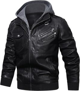 Otoño moda Biker Vintage cálido chaqueta de cuero abrigo hombres 2021 primavera Casual Motor empalmado chaqueta de cuero abrigo hombres al por mayor - Product Image 5