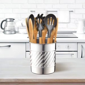 Wave Embossed Round Shape Metal Cutlery Holder in Wholesale Price - Product Image 2