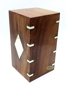 Suministros funerarios Shisham Urna de cremación para cenizas de adultos/Árbol de la vida con trabajo de esquina de latón/Caja de urna de madera de diseño funerario - Product Image 5