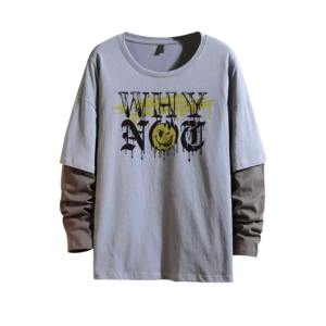 Poids lourd surdimensionné à manches longues 2 couches hommes T-shirts personnalisé mode col rond t-shirt Boxy surdimensionné t-shirt - Product Image 3