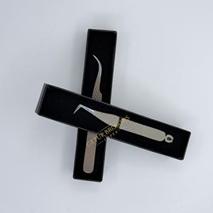 Pinzas Profesionales Curvadas de 90 Grados para Extensión de Pestañas, Acero Inoxidable con Recubrimiento en Polvo Color Piel, Punta Plateada, Herramienta de Belleza para Salón de Pestañas - Product Image 4