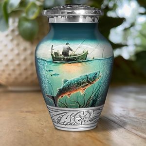 Blue <b>Keepsake</b> Urn <b>for</b> Adult Human <b>Ashes</b> Handcrafted Funeral Memorial Decorative <b>Keepsake</b> Urn <b>for</b> Women and Men Custom SIze Urn - Product Image 3