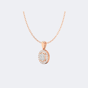 จี้เพชรทรงกลม 0.65 กะรัต พร้อมวงแหวนรูปไข่ ประดับเพชรแบบพาเว่ ทอง 14k เพชรเลี้ยงในห้องปฏิบัติการ สี D ความสะอาด VVS สำหรับผู้หญิง - Product Image 2