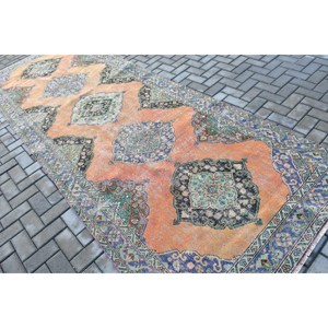 Tapis vintage 4,6 x 12,9 pieds, tapis, tapis patchwork orange en laine - Product Image 4