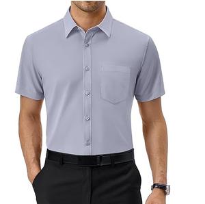 Nuevas Camisas de Vestir de Manga Larga para Hombre, Antiarrugas, Transpirables, Lisas, Ajustadas, con Bolsillos en el Pecho, de Algodón para Verano, al por Mayor - Product Image 1