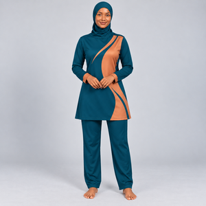 Burkinis Islamiques Une Pièce pour Femmes Musulmanes, Couvrant Entièrement le Corps, Modestes, Grandes Tailles, Séchage Rapide, Respirants, Ensemble Burkini Modeste 3 Pièces pour Femmes - Product Image 1