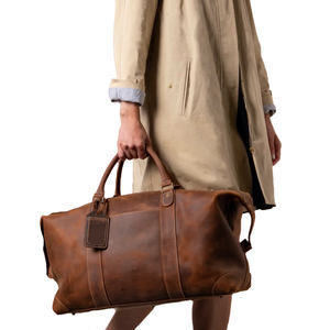 Sac polochon de week-end en cuir PU végétalien personnalisé pour hommes Style pliable Fermeture à glissière Conception lambrissée à la mode pour les voyages décontractés - Product Image 1