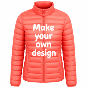 Make Your Own Design Puffer <b>Jacket</b> Stand Collar Winter Thick <b>Fleece</b> <b>Lined</b> Zipper Closure Casual Loose Fit Unisex - Product Image 2