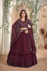 Dernière Designer Faux Georgette Broderie Séquence Travail Lehenga Choli par Fab Zone Vêtements Indiens et Pakistanais - Product Image 5