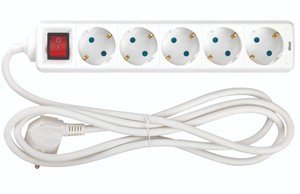 Multipresa con cavo e interruttore, 5 prese, 2m (Simon BM712501) - Product Image 1