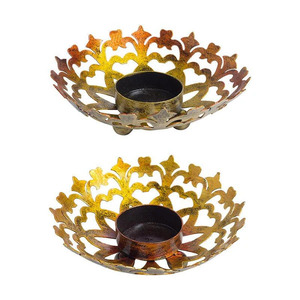 Bougeoir sophistiqué en or de Noël Bougeoir majestueux avec breloque classique brillante métallique polie - Product Image 2