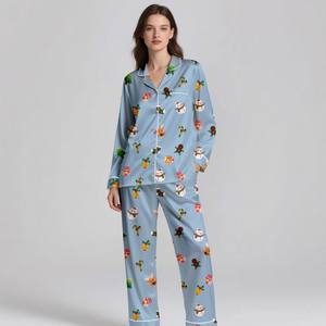 Conjunto de Pijama de Seda Satén de Lujo para Adultos, Suave, Cómodo, Transpirable, con Estampado Digital, Ropa de Dormir para Verano y Primavera - Product Image 3