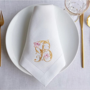 Serviettes de table en lin personnalisées | Serviettes de thé brodées monogramme personnalisées pour mariages et restaurants - Product Image 1