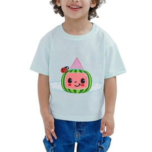 240gsm Melon Print Logo 100% Cotton Custom Vintage T-Shirt Oversized Plus Size Drop Sleeve Print Logo T Shirt for Kids - Product Image 1