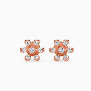 JEWELLERY PLANET Boucles d'oreilles créoles de luxe en or 10K, zircon taille coussin serti clos, design couronne bohème, unisexe, mariage - Product Image 1
